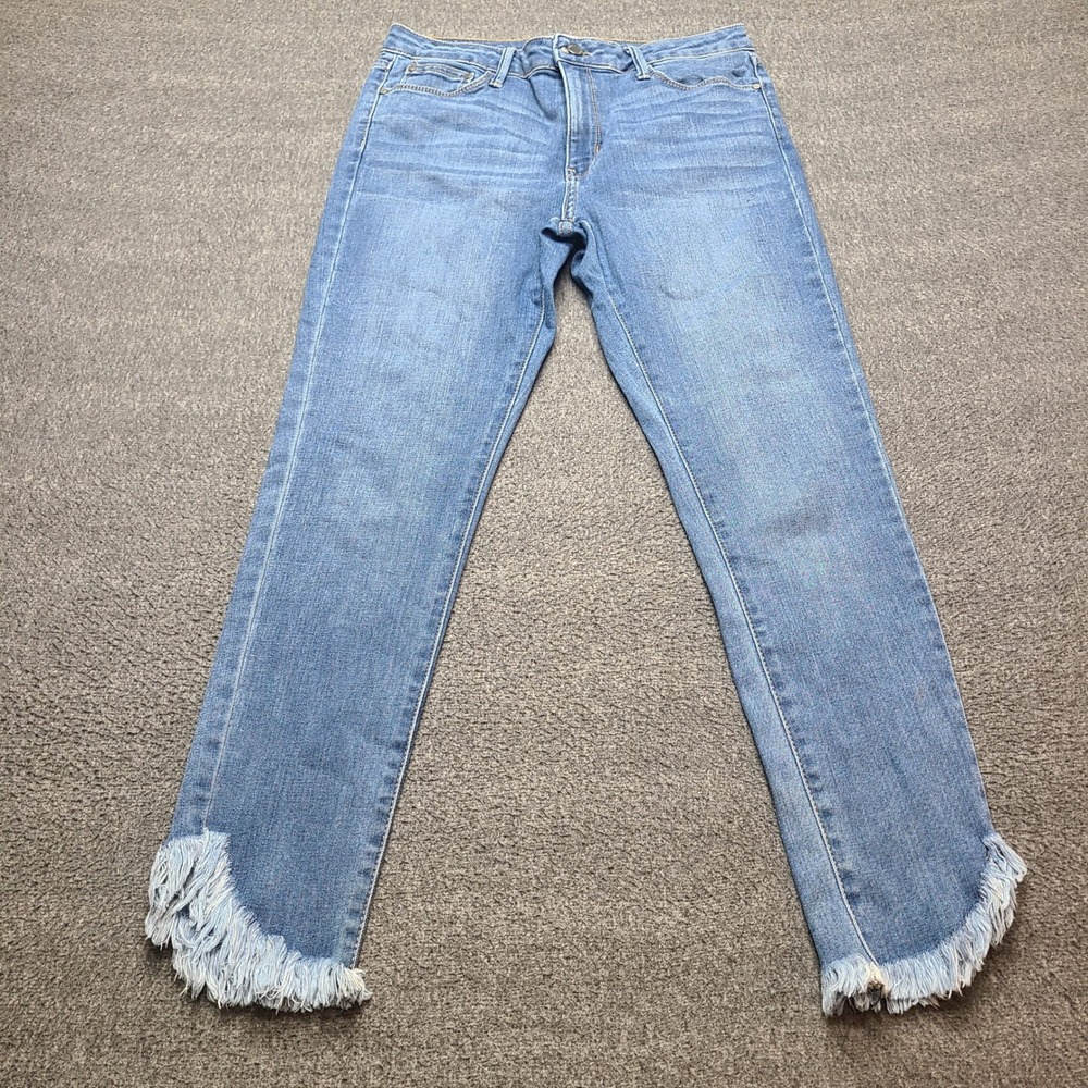 Just Black Denim Skinny Jeans Womens 31 Blue Excellent Frayed Tulip‎ Hem BP246J